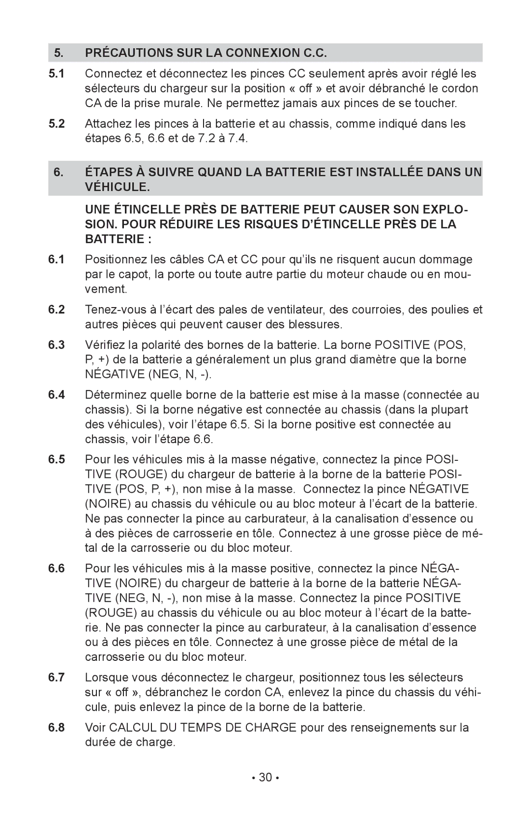 Schumacher 94085894, NIN-812A, 00-99-000943 owner manual Précautions SUR LA Connexion C.C 