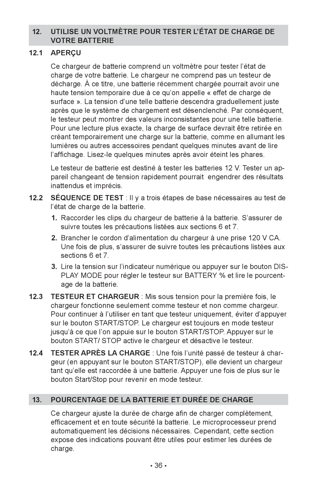 Schumacher 94085894, NIN-812A, 00-99-000943 owner manual Pourcentage DE LA Batterie ET Durée DE Charge 