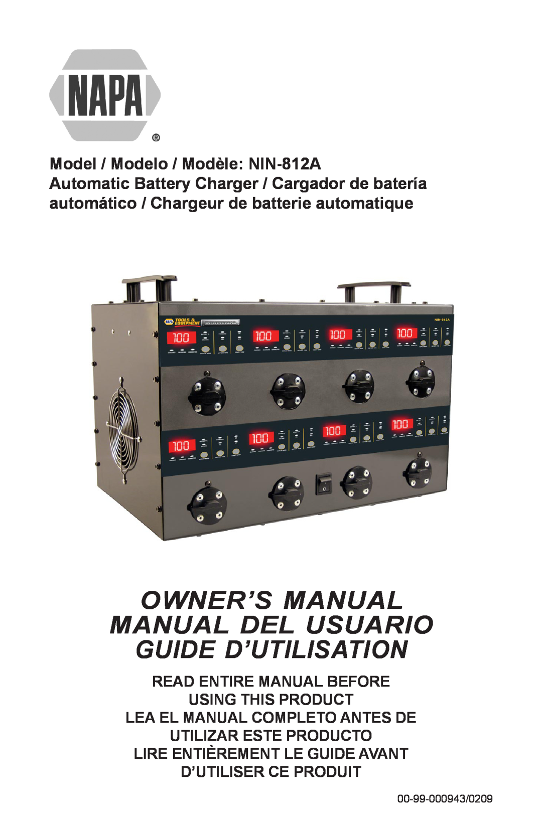 Schumacher 94085894 owner manual Model / Modelo / Modèle NIN-812A, OWNER’S MANUAL Manual del usuario GUIDE D’UTILISATION 