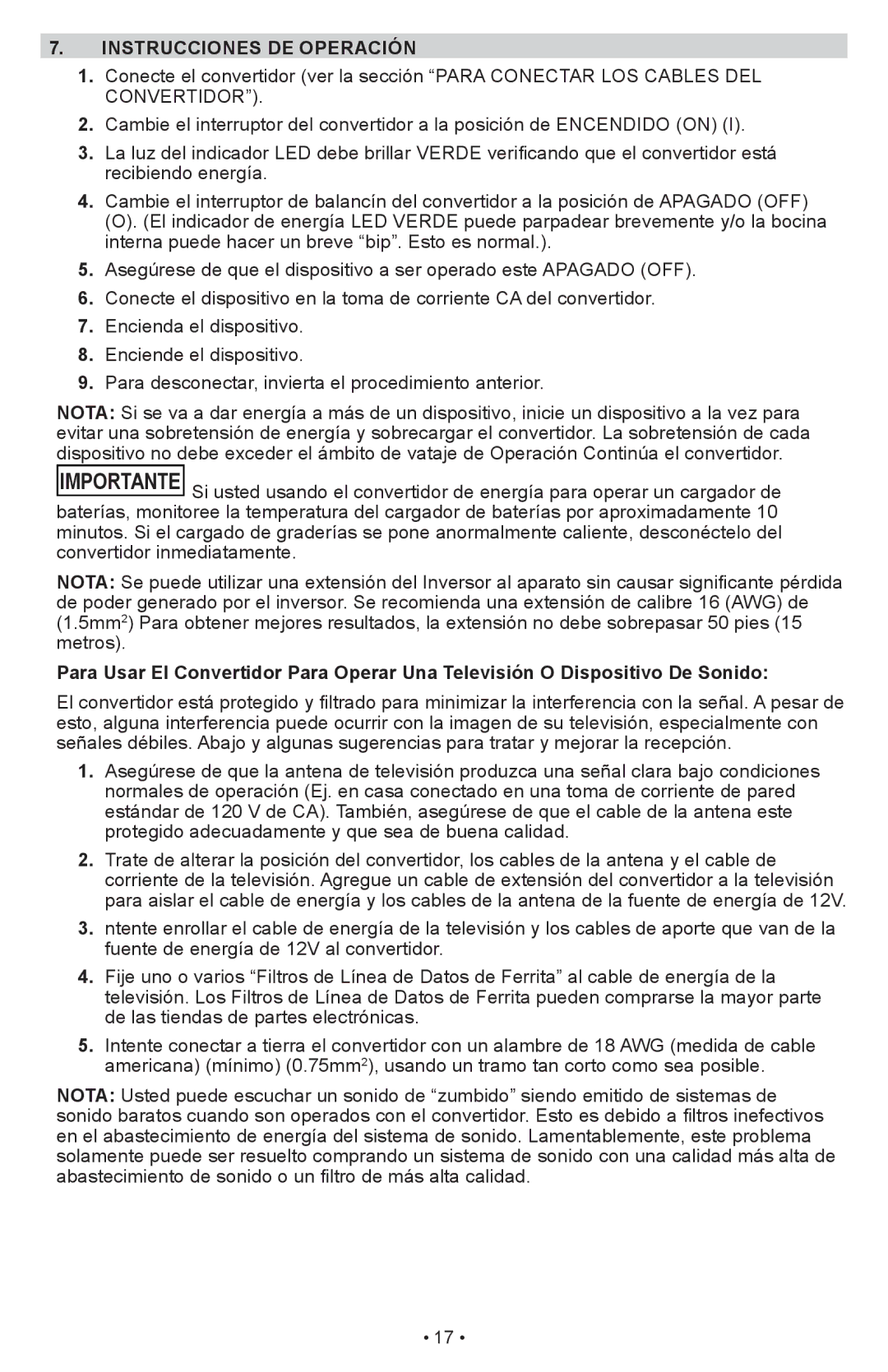 Schumacher PI-1000 owner manual Instrucciones DE Operación 