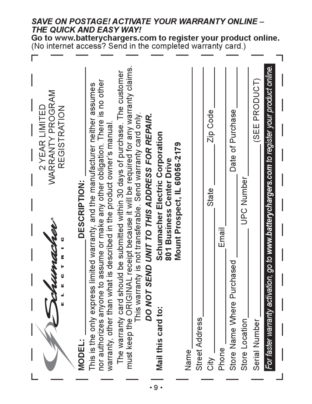 Schumacher PI-140 owner manual Way 