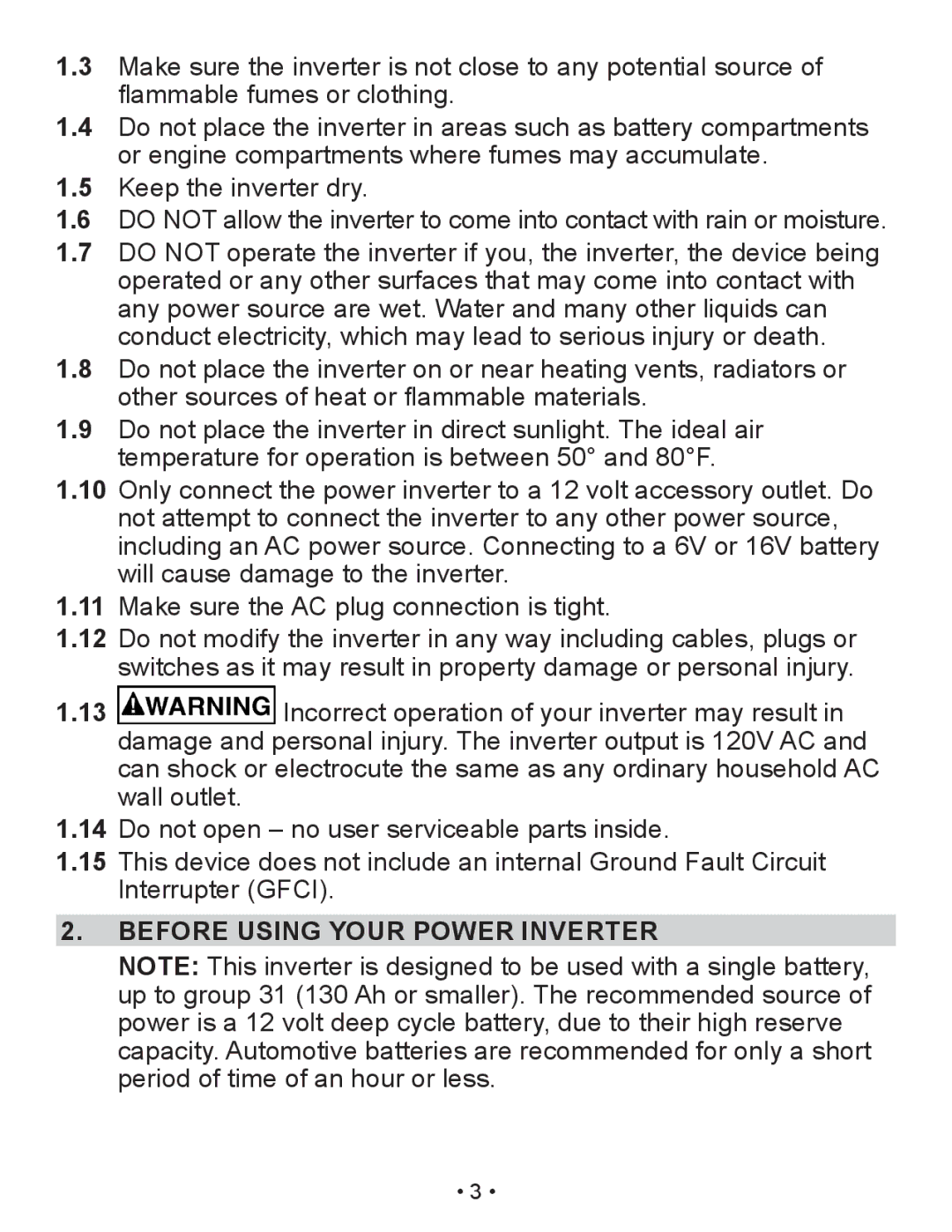 Schumacher PI-200 owner manual Before Using Your Power Inverter 