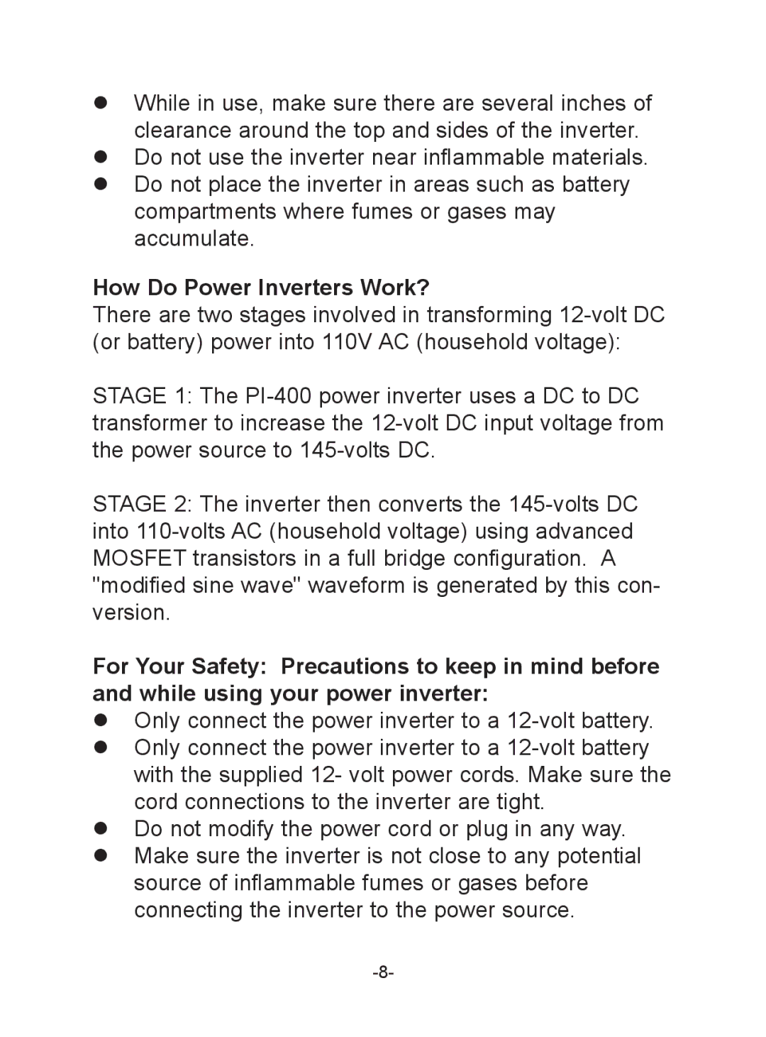 Schumacher PI-400 manual How Do Power Inverters Work? 