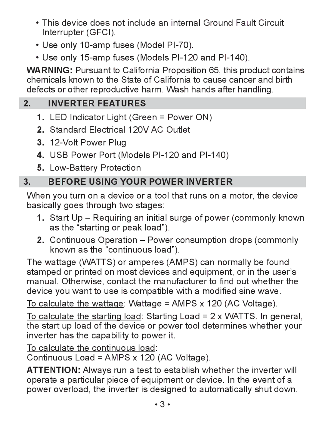 Schumacher PI-70 owner manual Inverter Features, Before Using Your Power Inverter 