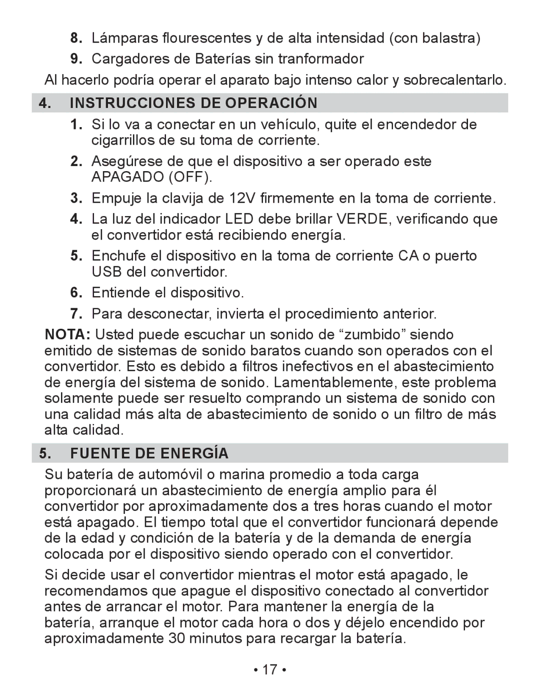 Schumacher PIC-150-USB owner manual Instrucciones DE Operación, Fuente DE Energía 