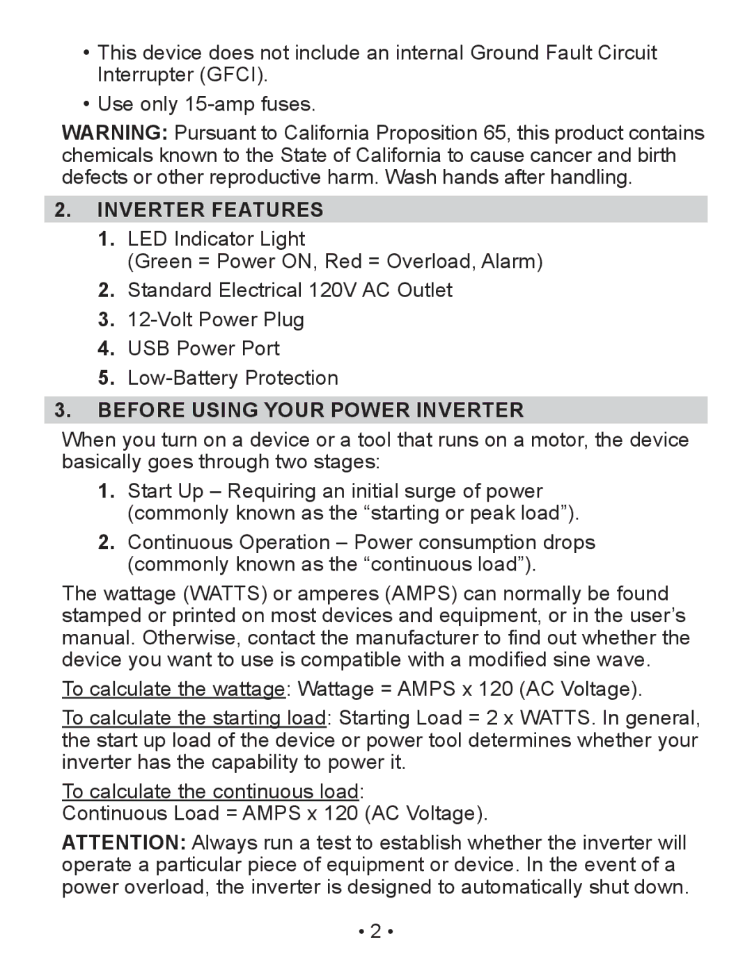 Schumacher PIC-150-USB owner manual Inverter Features, Before Using Your Power Inverter 