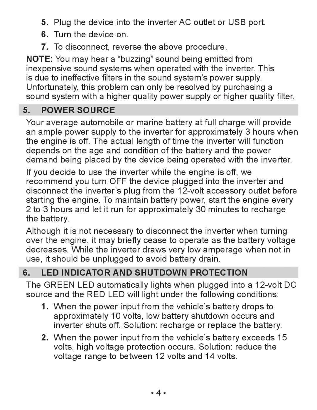 Schumacher PIC-150-USB owner manual Power Source, LED Indicator and Shutdown Protection 