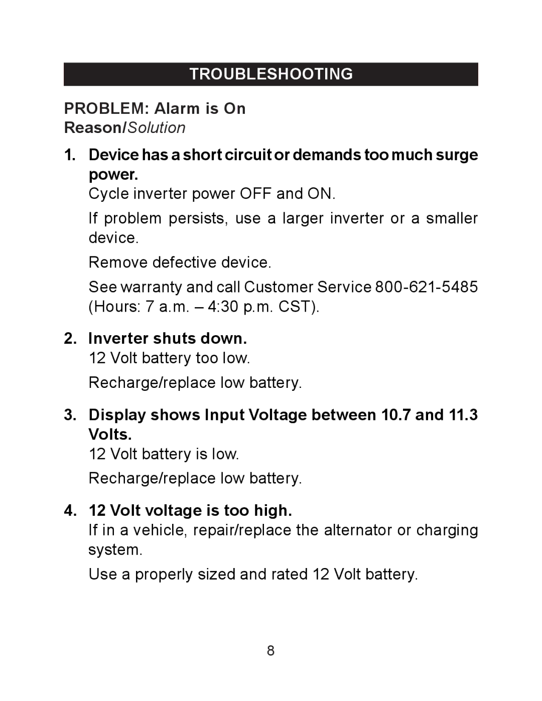 Schumacher PID-200 owner manual Troubleshooting 