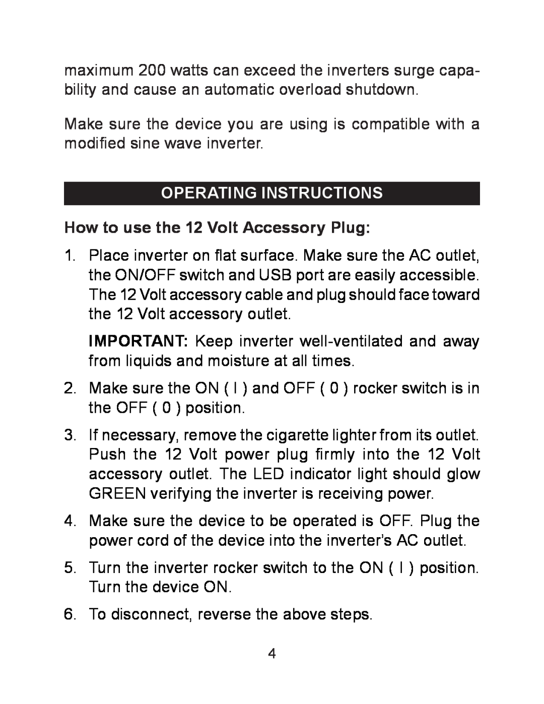 Schumacher PID-200 owner manual Operating Instructions, How to use the 12 Volt Accessory Plug 