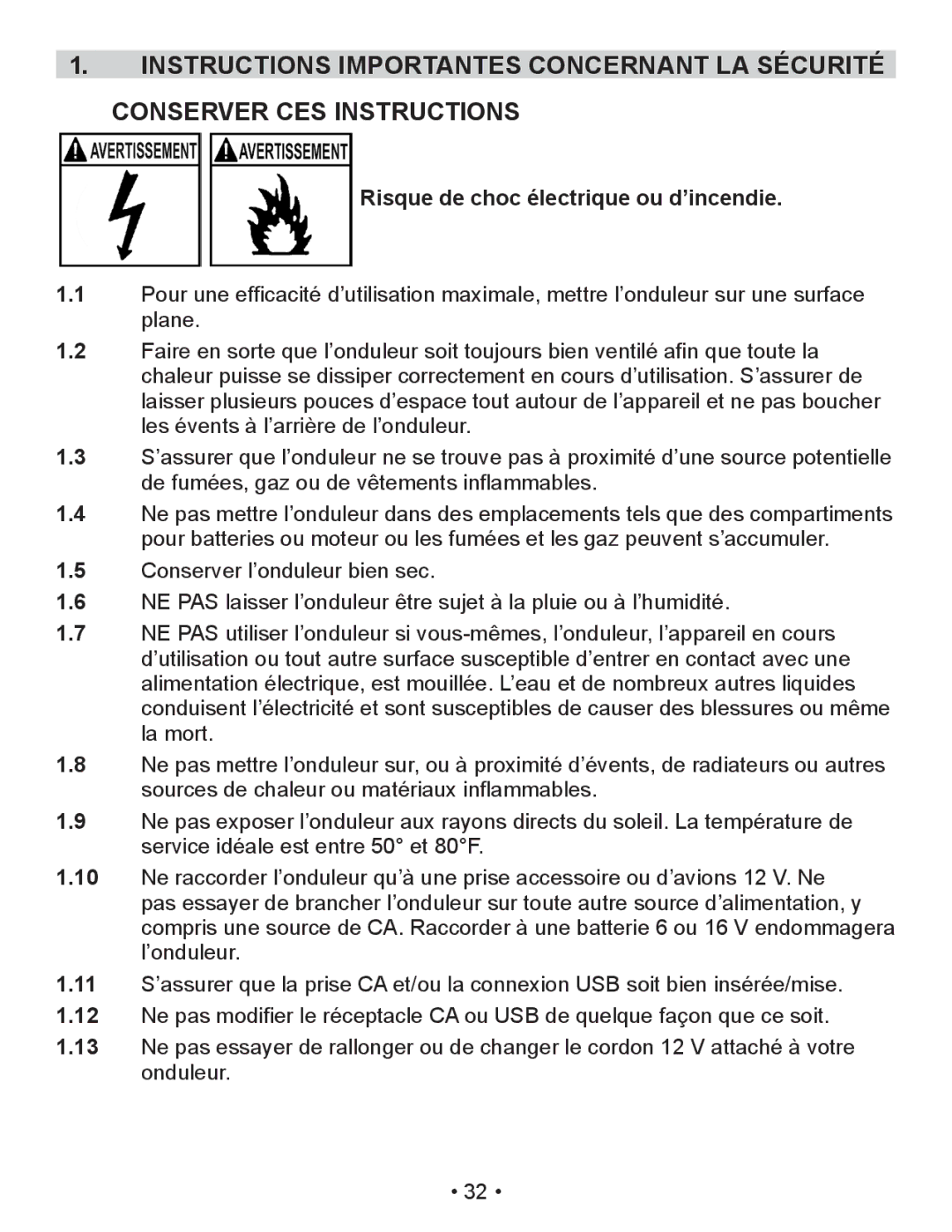 Schumacher PID-410 owner manual Risque de choc électrique ou d’incendie 