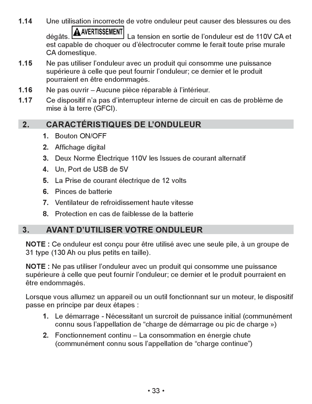 Schumacher PID-410 owner manual Caractéristiques DE L’ONDULEUR, Avant D’UTILISER Votre Onduleur 