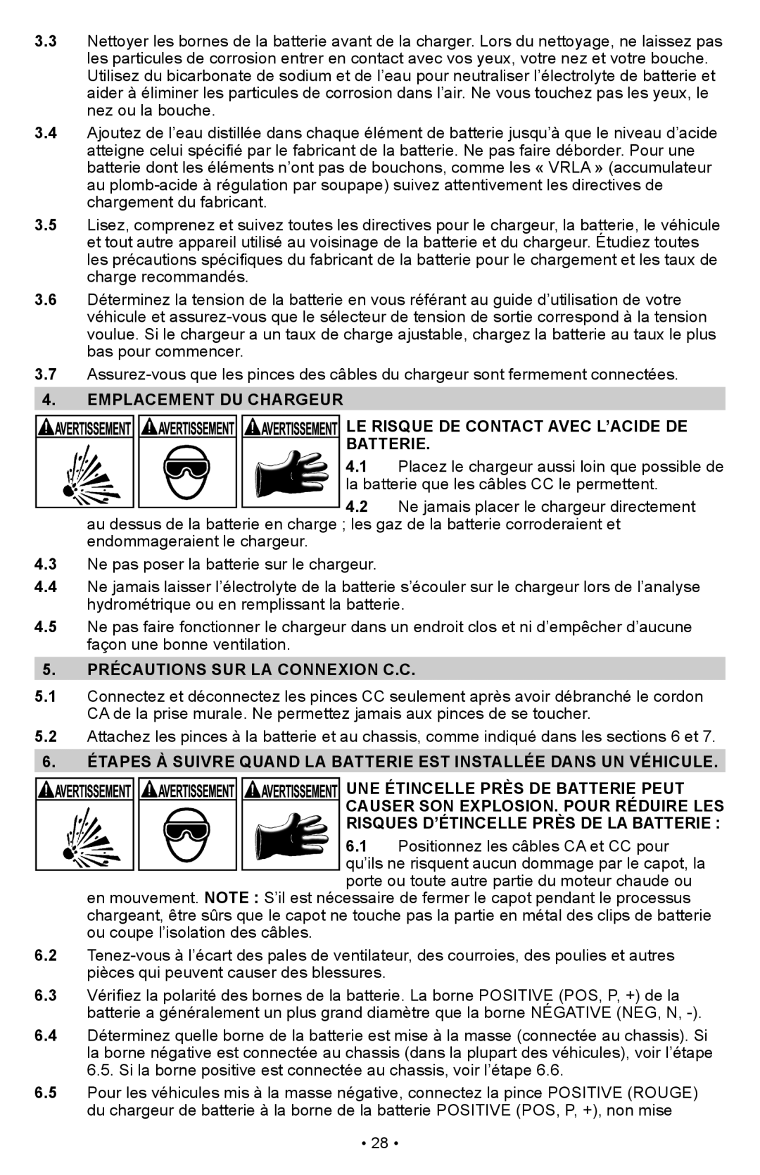 Schumacher PS-1022M owner manual Précautions SUR LA Connexion C.C 