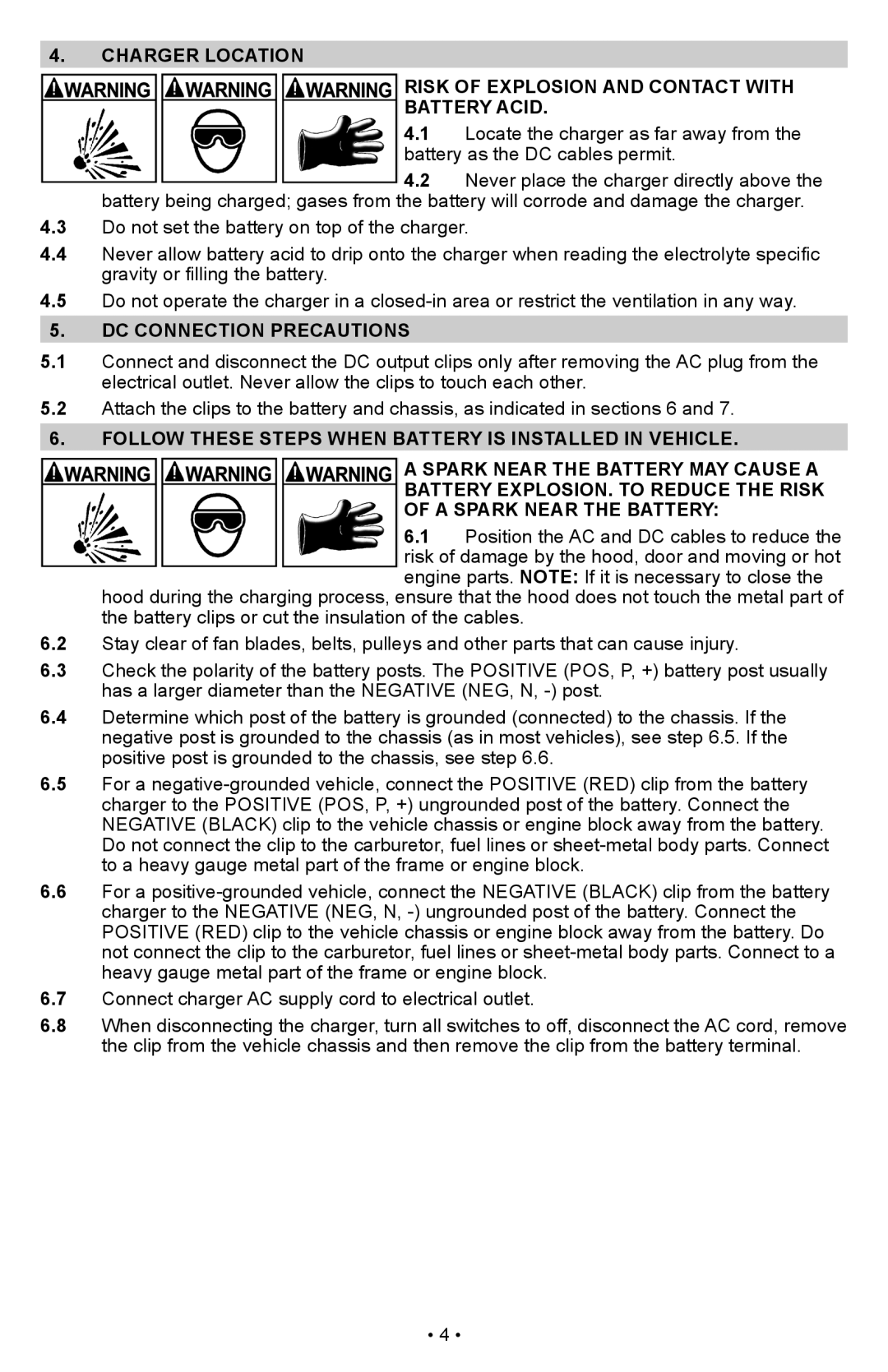 Schumacher PS-1022M owner manual DC Connection Precautions 