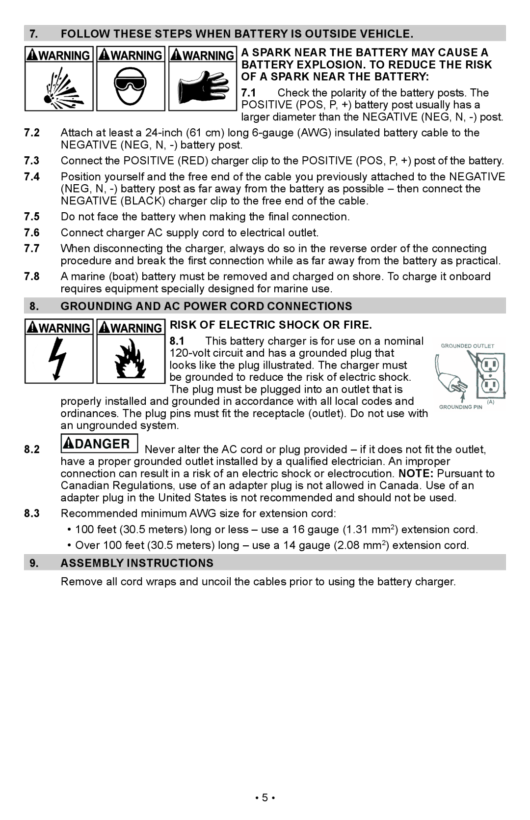 Schumacher PS-1022M owner manual Assembly Instructions 