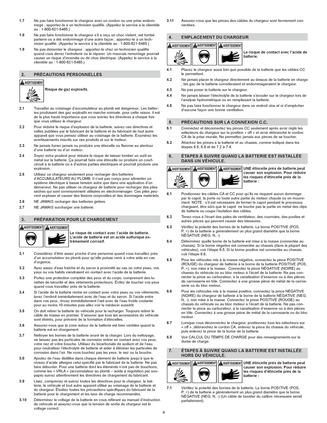 Schumacher PS-1562A Précautions Personnelles, Préparation Pour LE Chargement, Emplacement DU Chargeur 