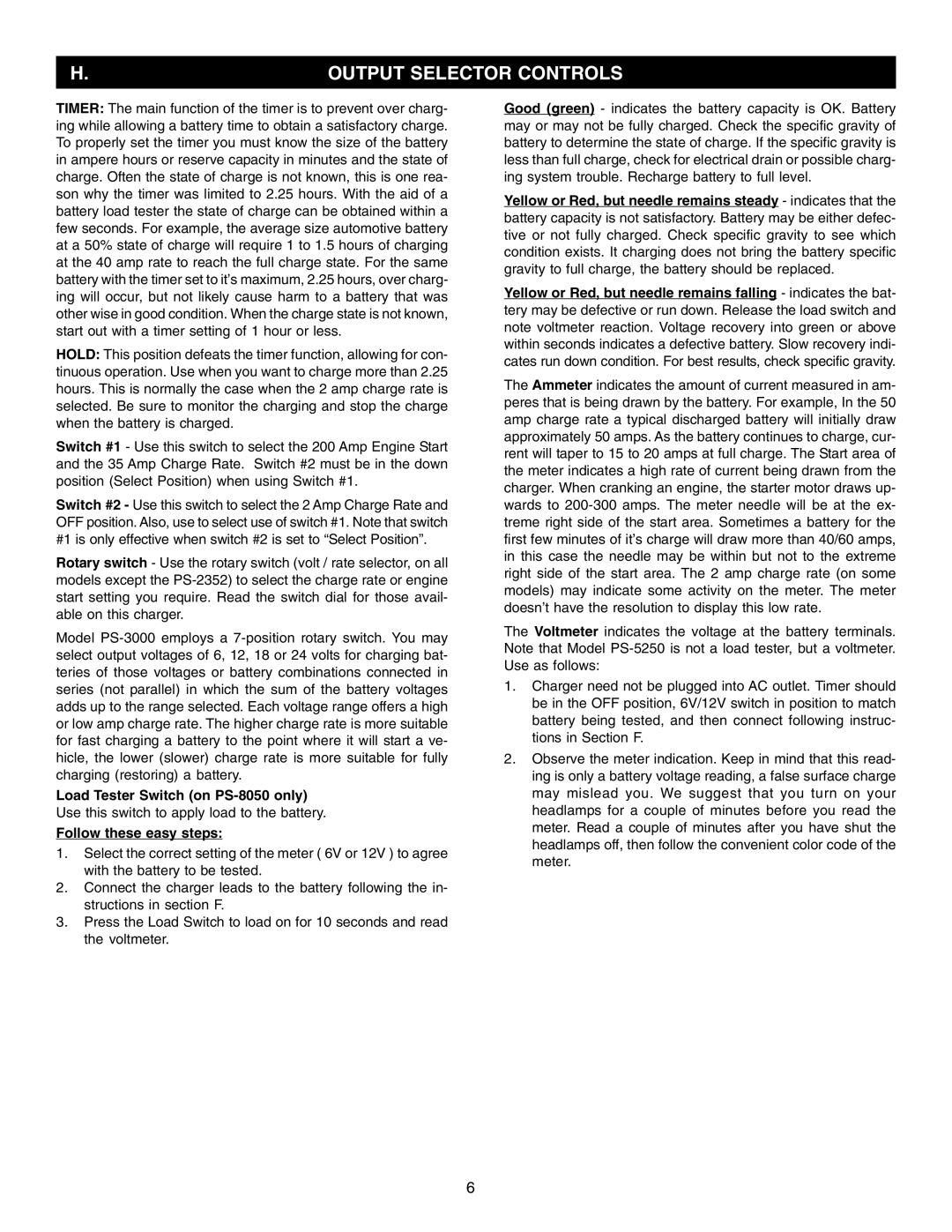 Schumacher PS-2352, PS-3000, PS-5250 instruction manual Load Tester Switch on PS-8050 only, Follow these easy steps 