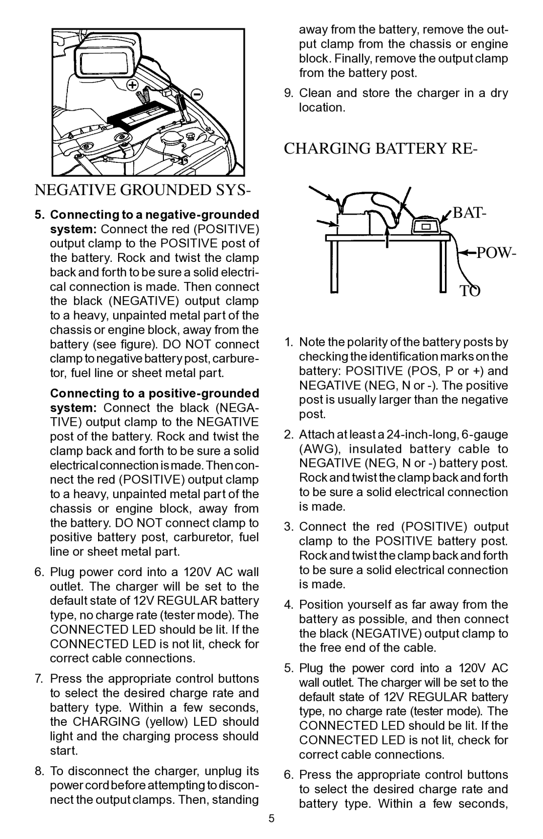 Schumacher PSC-12500A owner manual Negative Grounded SYS 