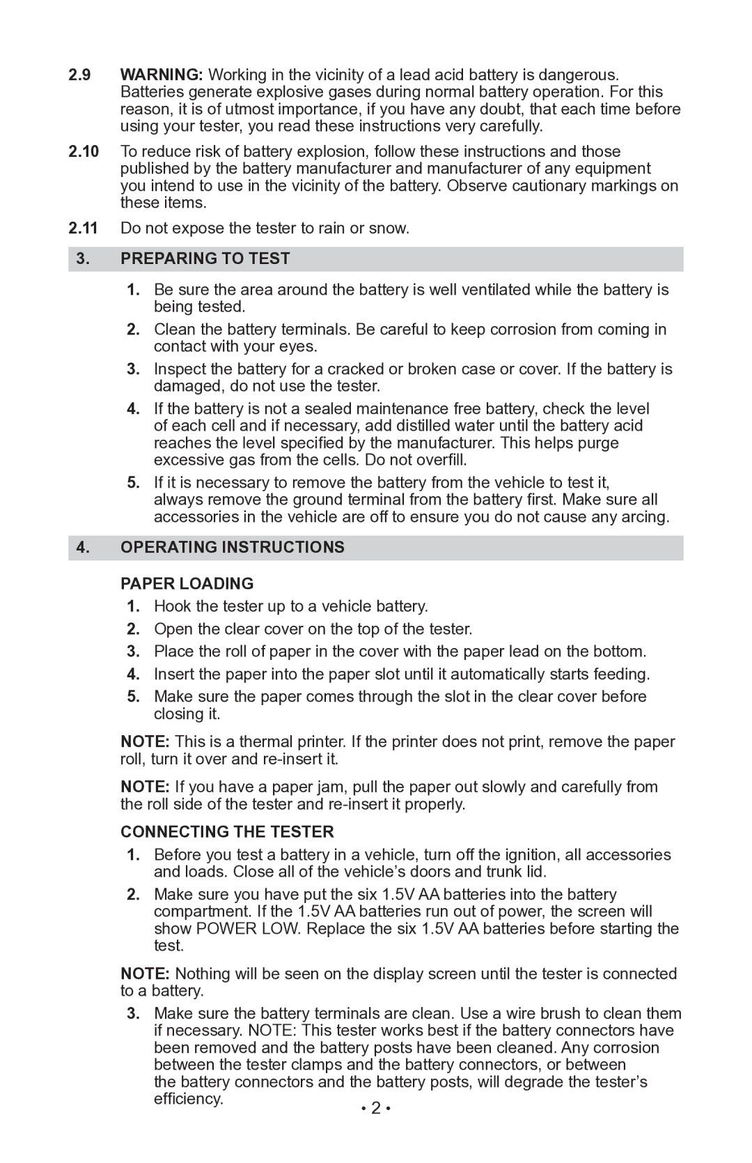 Schumacher PST-900X owner manual Preparing to Test, Operating Instructions Paper Loading, Connecting the Tester 