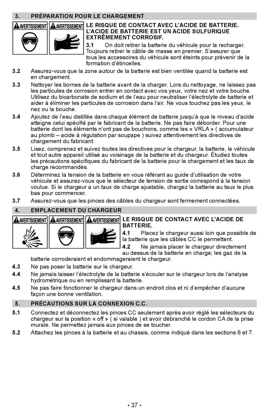 Schumacher PSW-22 owner manual Précautions SUR LA Connexion C.C 