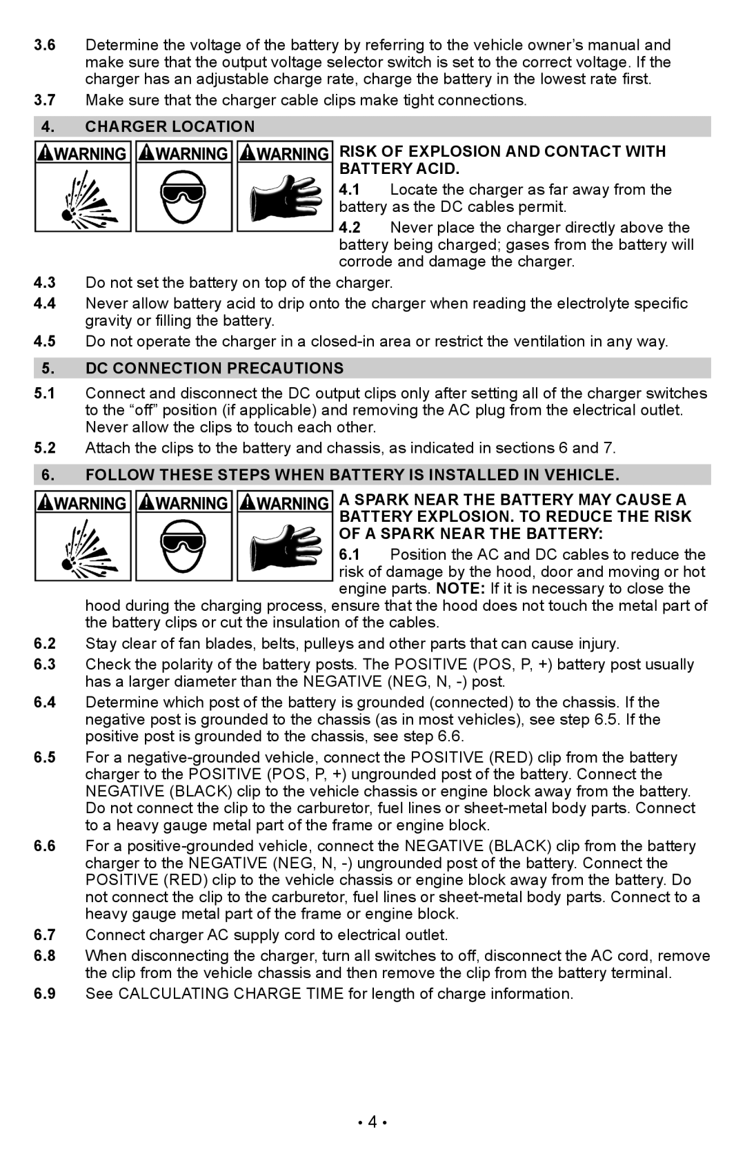 Schumacher PSW-22 owner manual DC Connection Precautions 