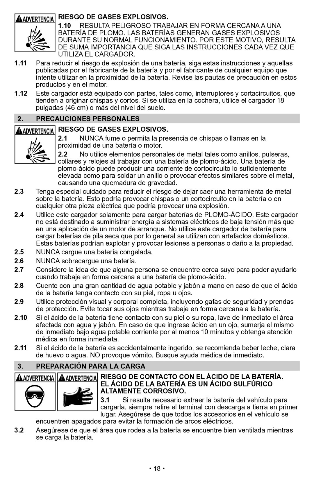 Schumacher PSW-70300A owner manual Precauciones Personales Riesgo DE Gases Explosivos 