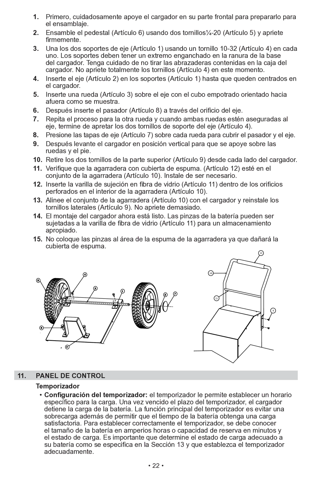 Schumacher PSW-70300A owner manual Panel DE Control Temporizador 