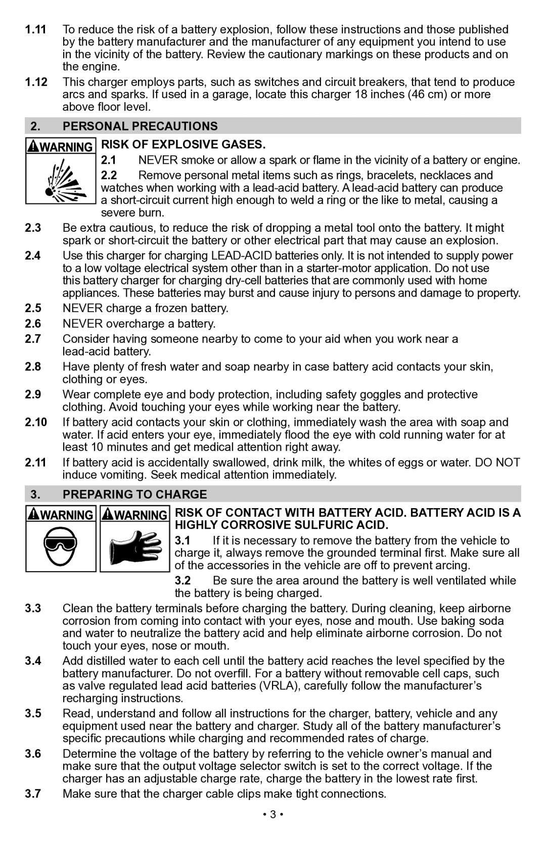 Schumacher PSW-70300A owner manual Personal Precautions Risk of Explosive Gases 