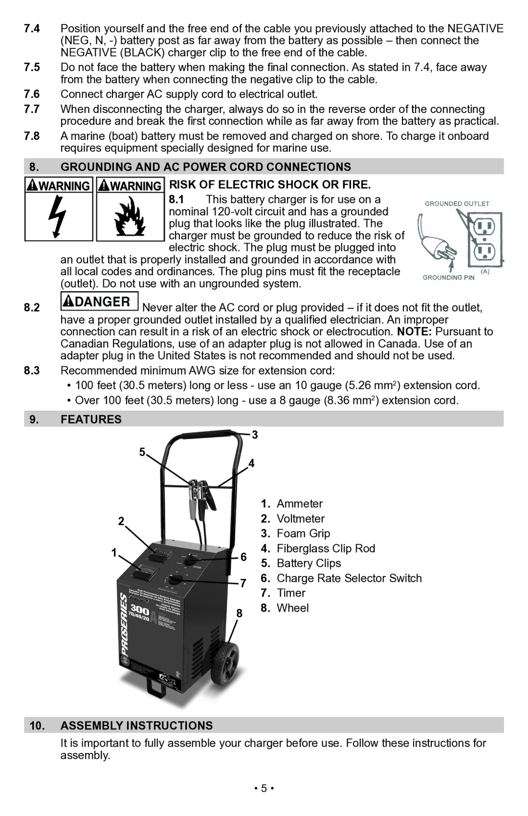 Schumacher PSW-70300A owner manual Features, Assembly Instructions 