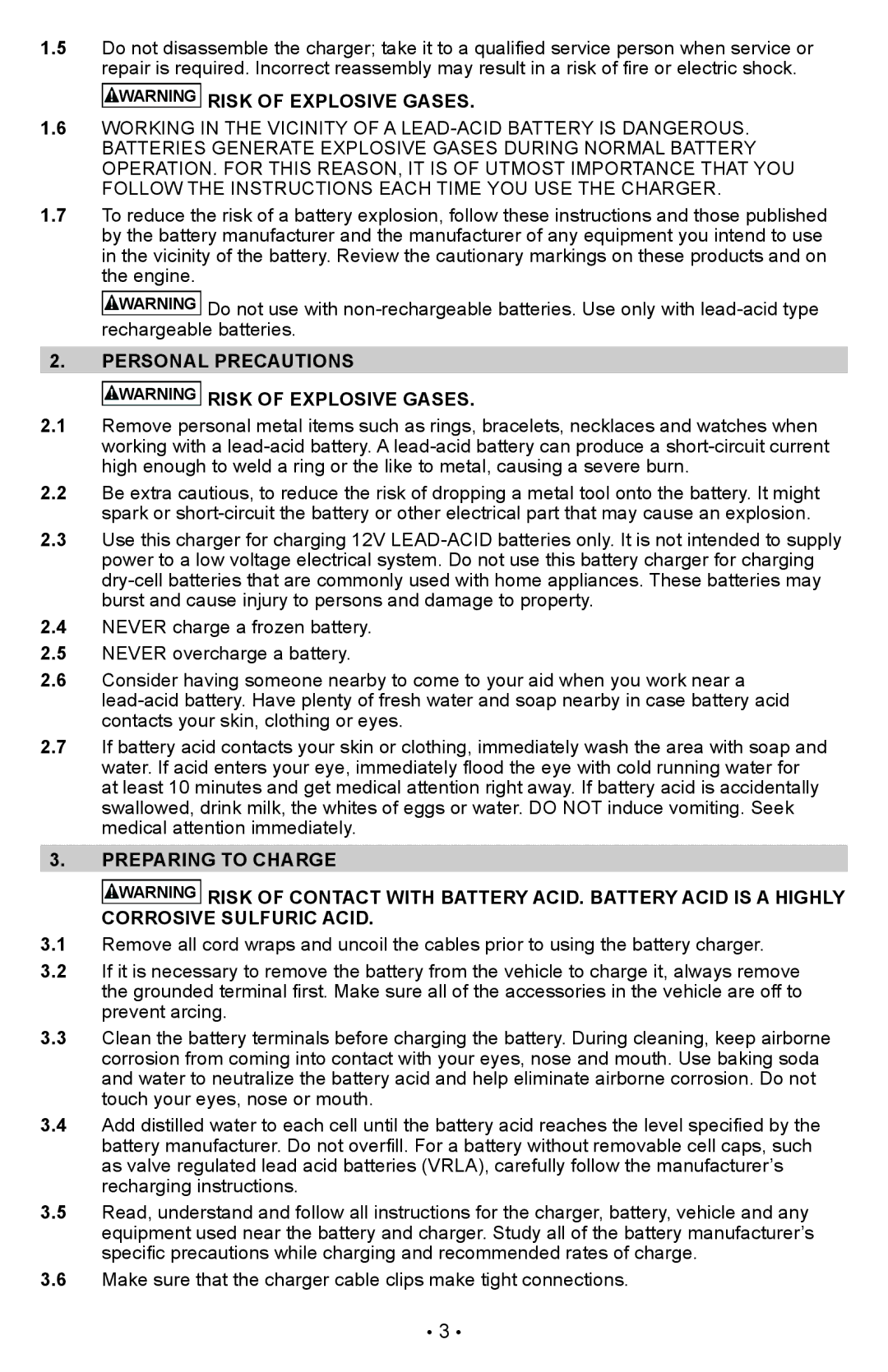 Schumacher PWI70300A owner manual Personal Precautions, Preparing to Charge 