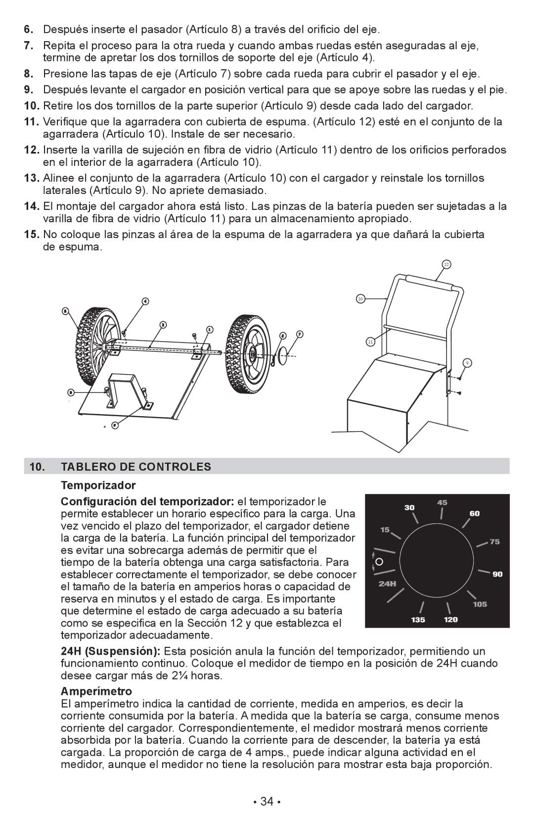 Schumacher PWI70300A owner manual Tablero DE Controles, Amperímetro 