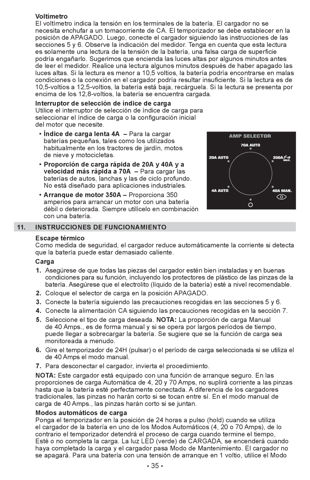 Schumacher PWI70300A owner manual Instrucciones DE Funcionamiento 