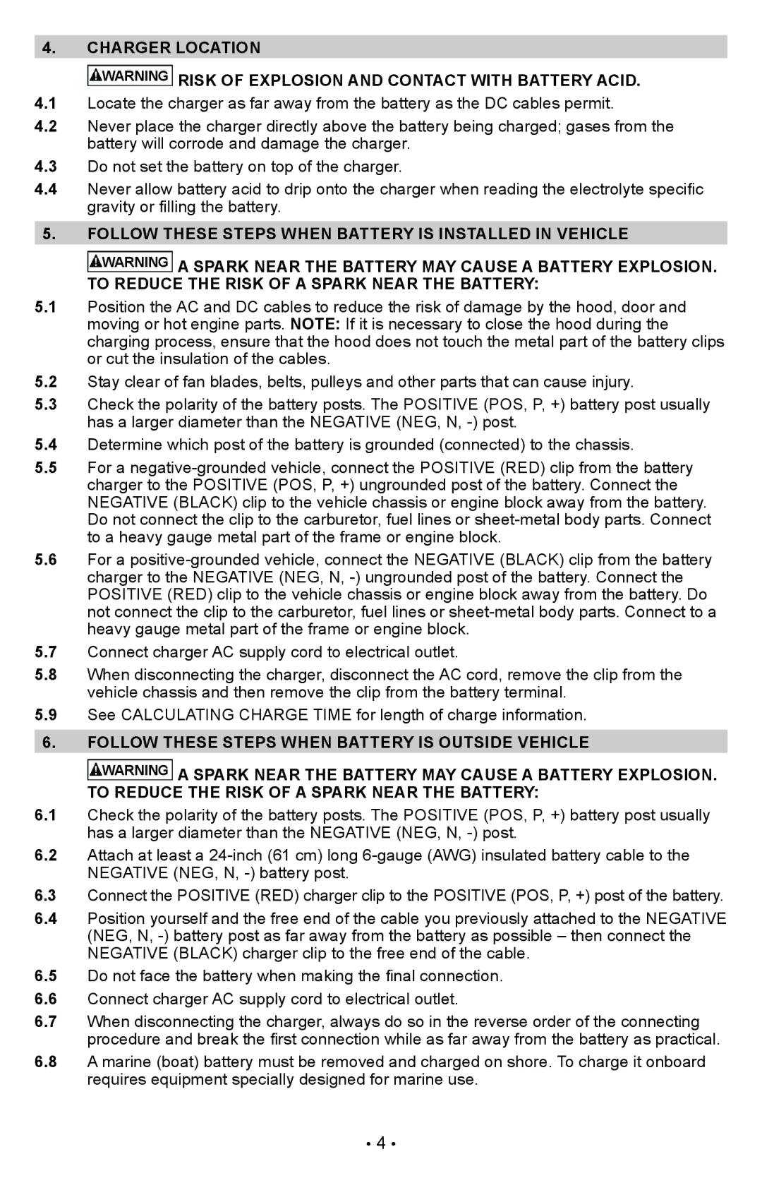 Schumacher PWI70300A owner manual Charger Location, Follow These Steps When Battery is Installed in Vehicle 