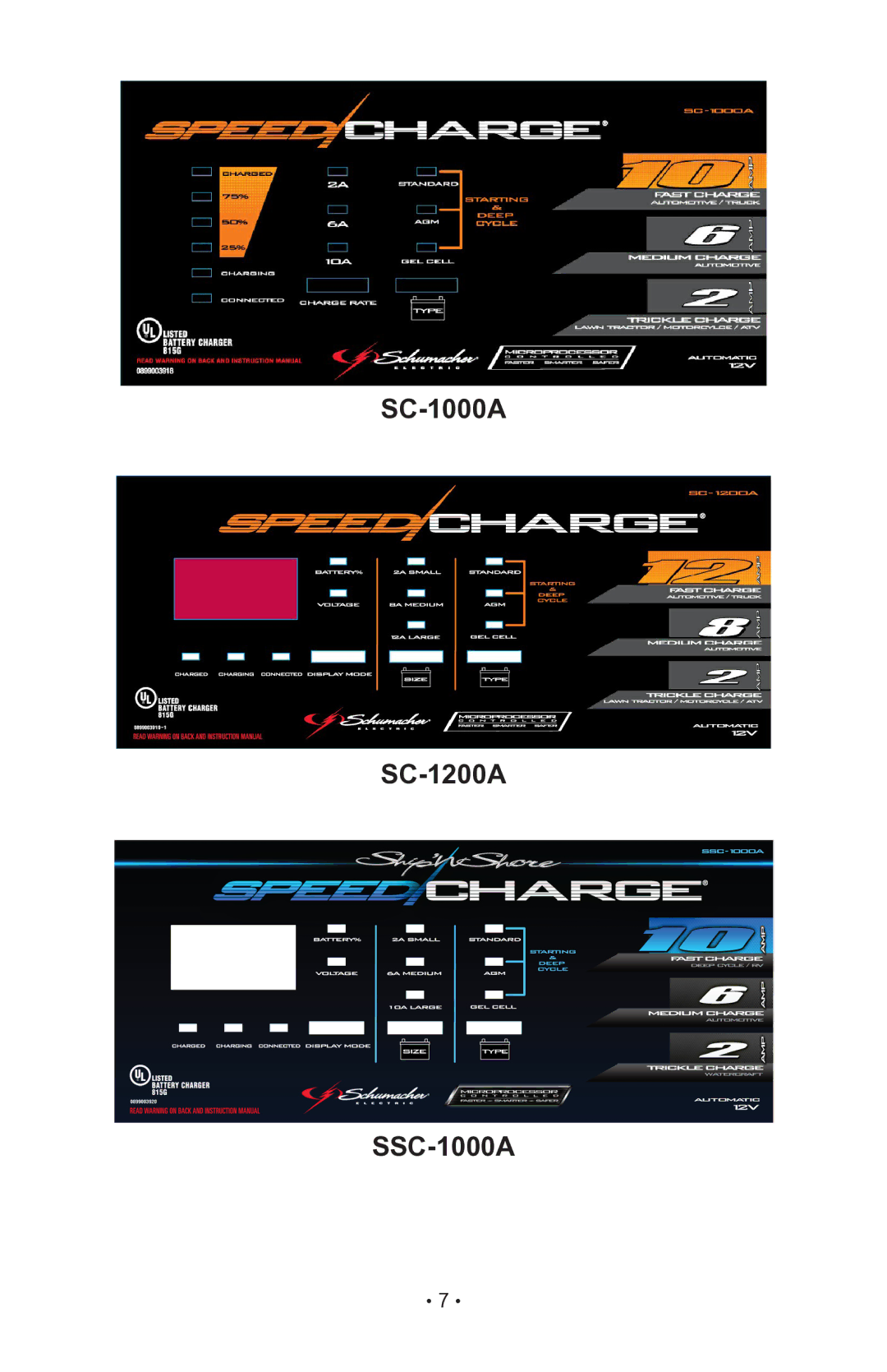 Schumacher MODELS SC-600A owner manual SC-1000A SC-1200A SSC-1000A 