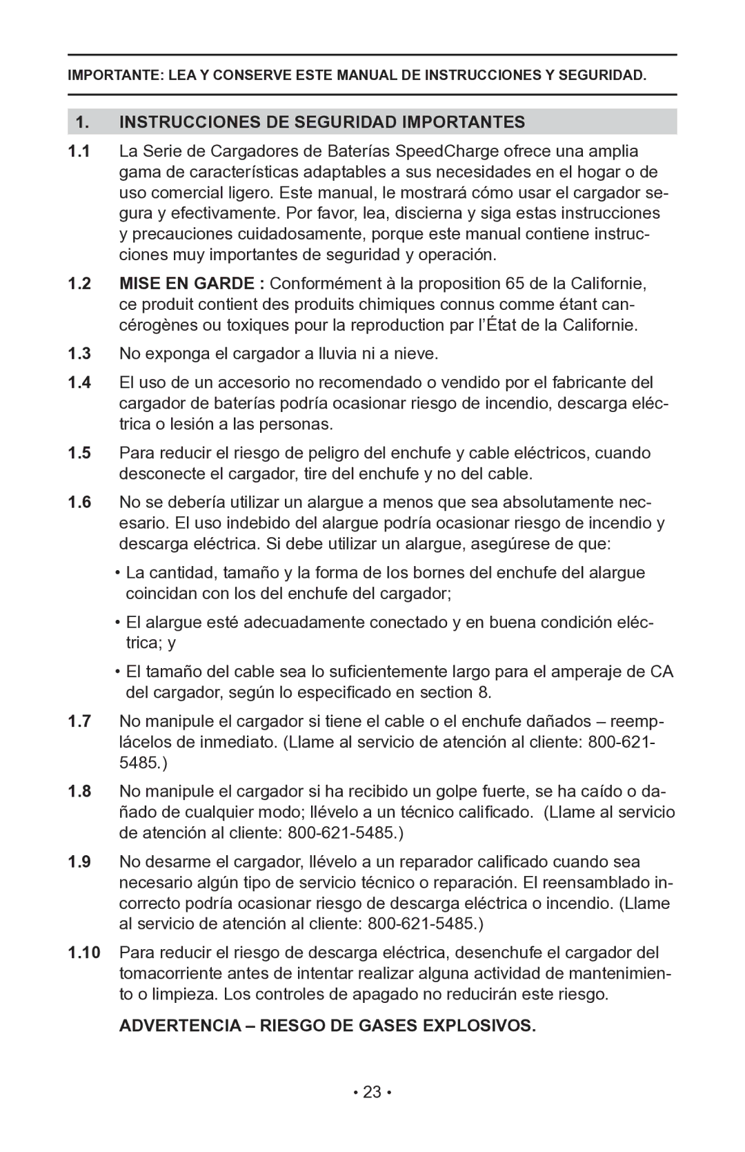 Schumacher SC-1000A, MODELS SC-600A Instrucciones DE Seguridad Importantes, Advertencia Riesgo DE Gases Explosivos 