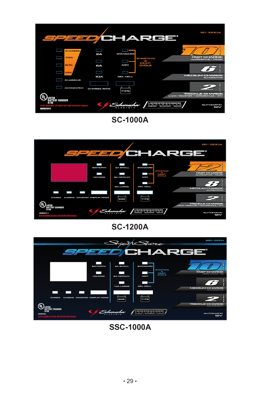 Schumacher MODELS SC-600A owner manual SC-1000A SC-1200A SSC-1000A 