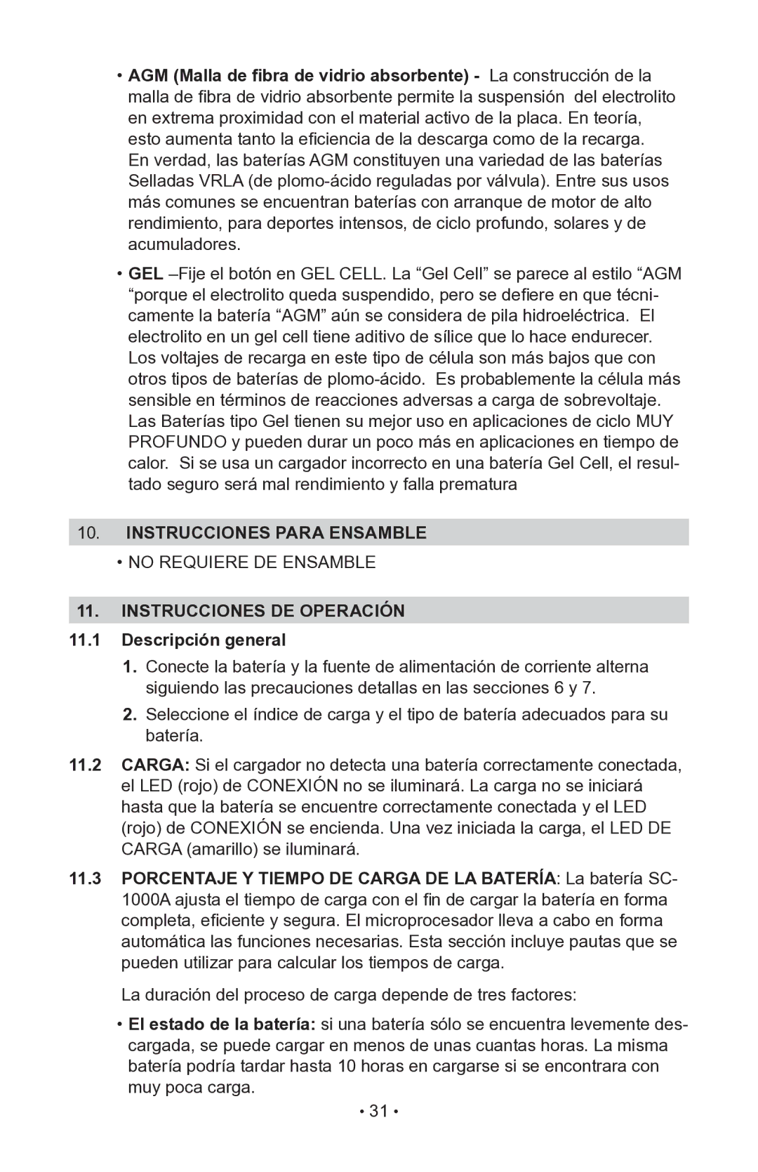 Schumacher SC-1000A, MODELS SC-600A Instrucciones Para Ensamble, Instrucciones DE Operación, Descripción general 