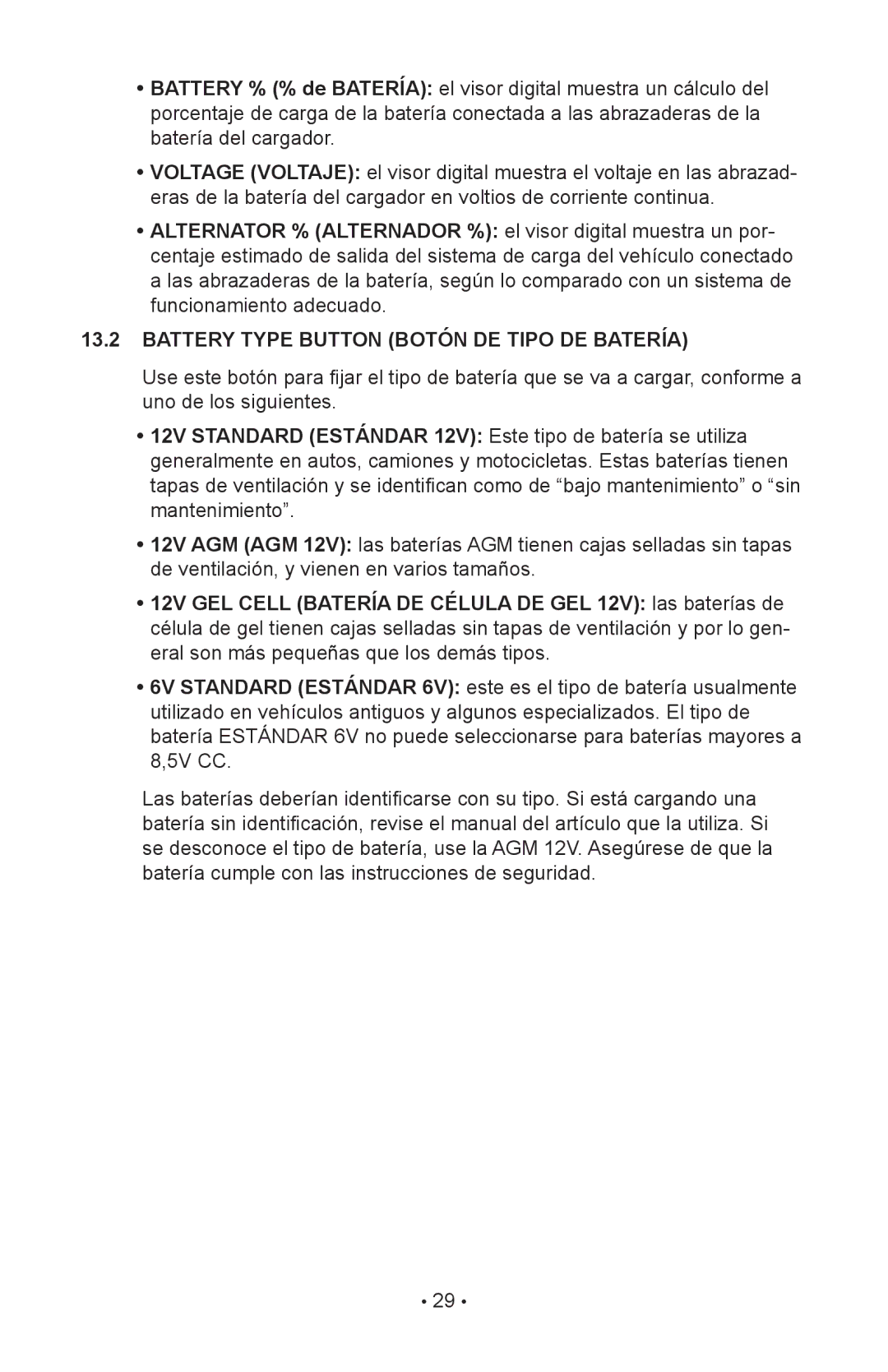 Schumacher SC-10030A owner manual Battery Type Button Botón DE Tipo DE Batería 