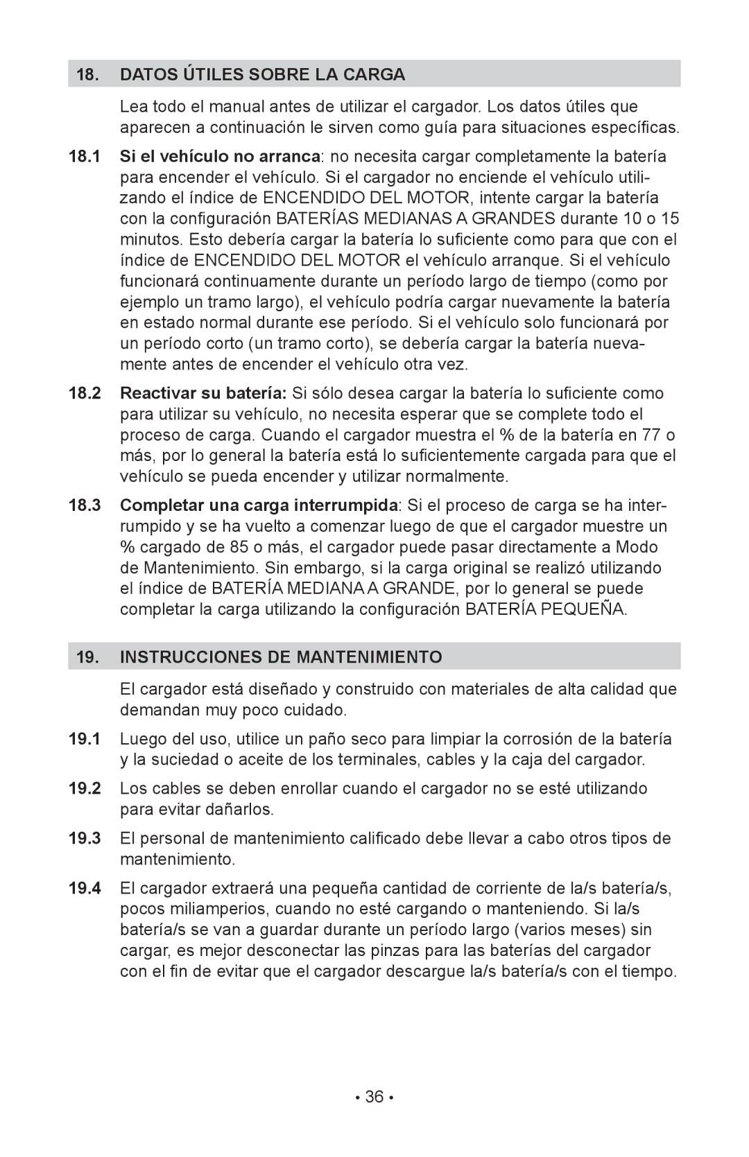 Schumacher SC-10030A owner manual Datos Útiles Sobre LA Carga, Instrucciones DE Mantenimiento 