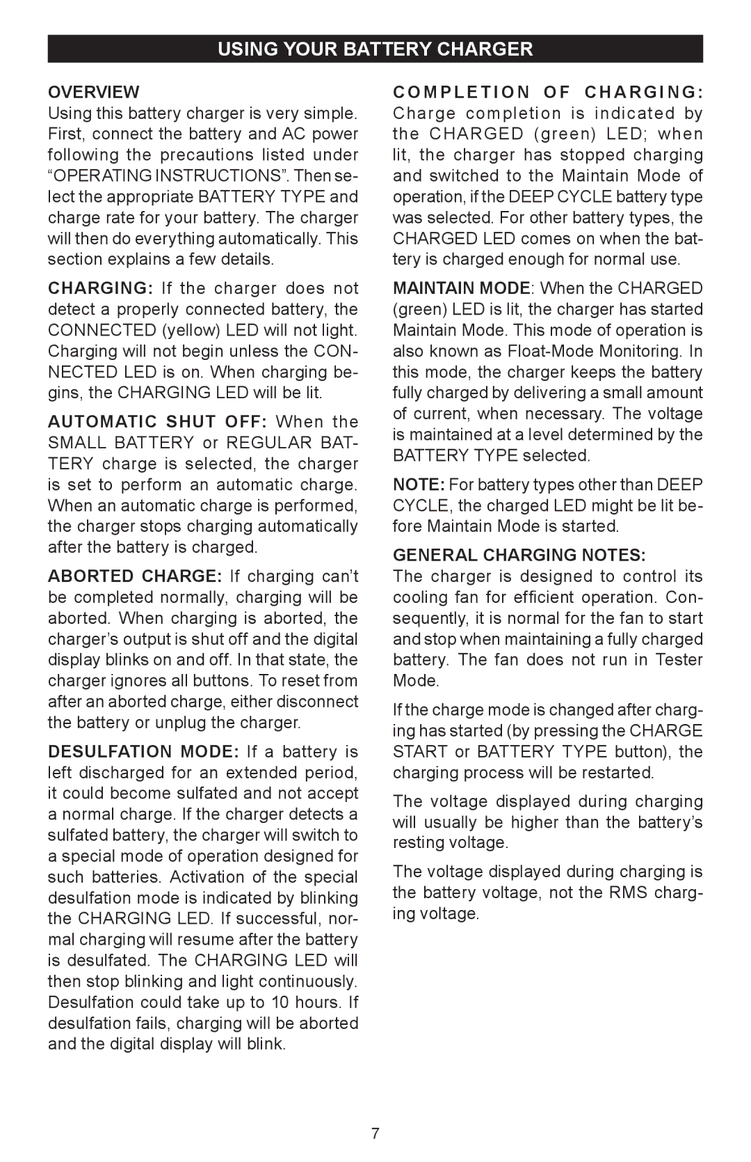 Schumacher SC-12000A owner manual Using your battery charger, Overview, General Charging Notes 