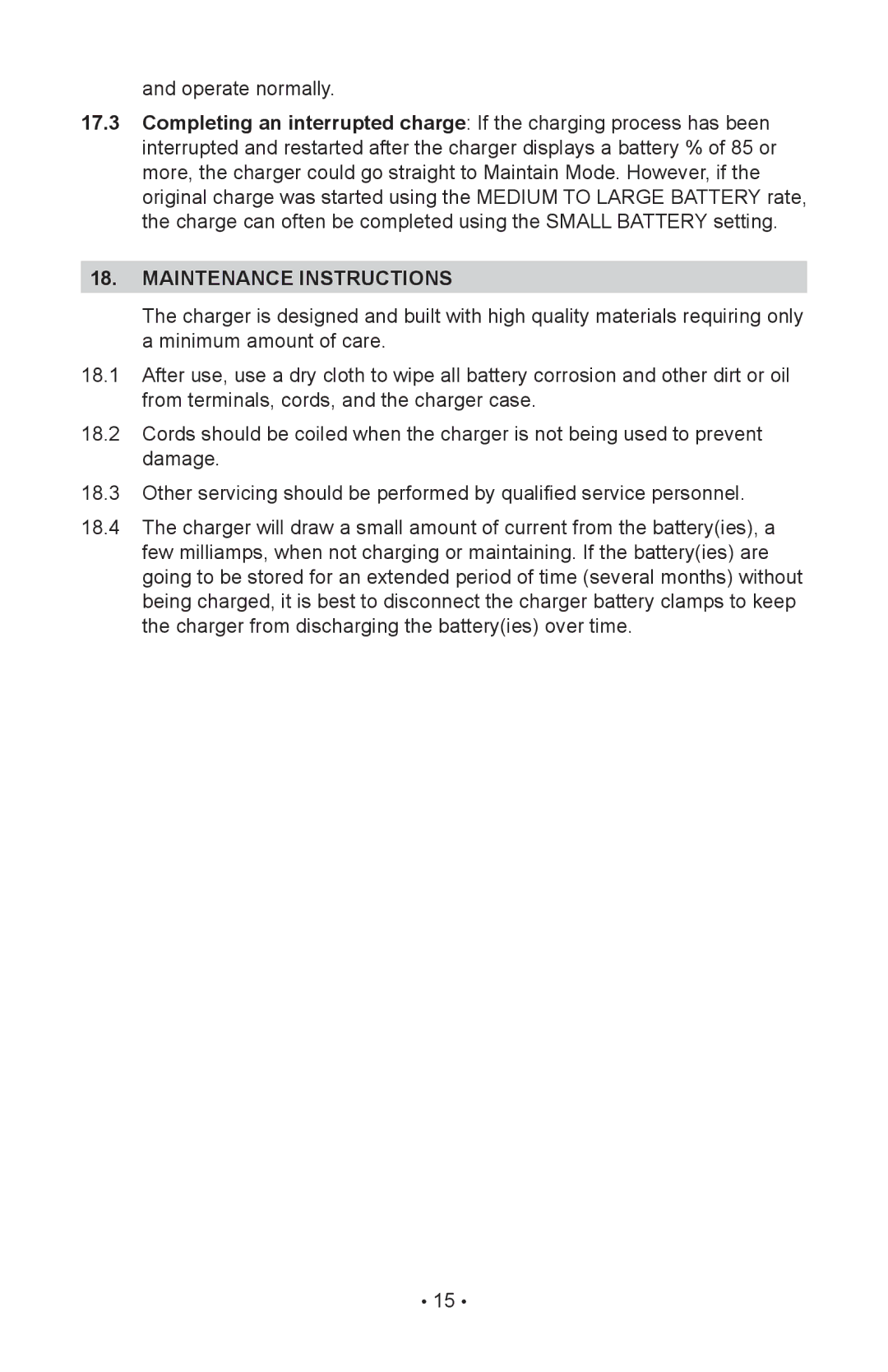 Schumacher SC-8020A owner manual Maintenance Instructions 