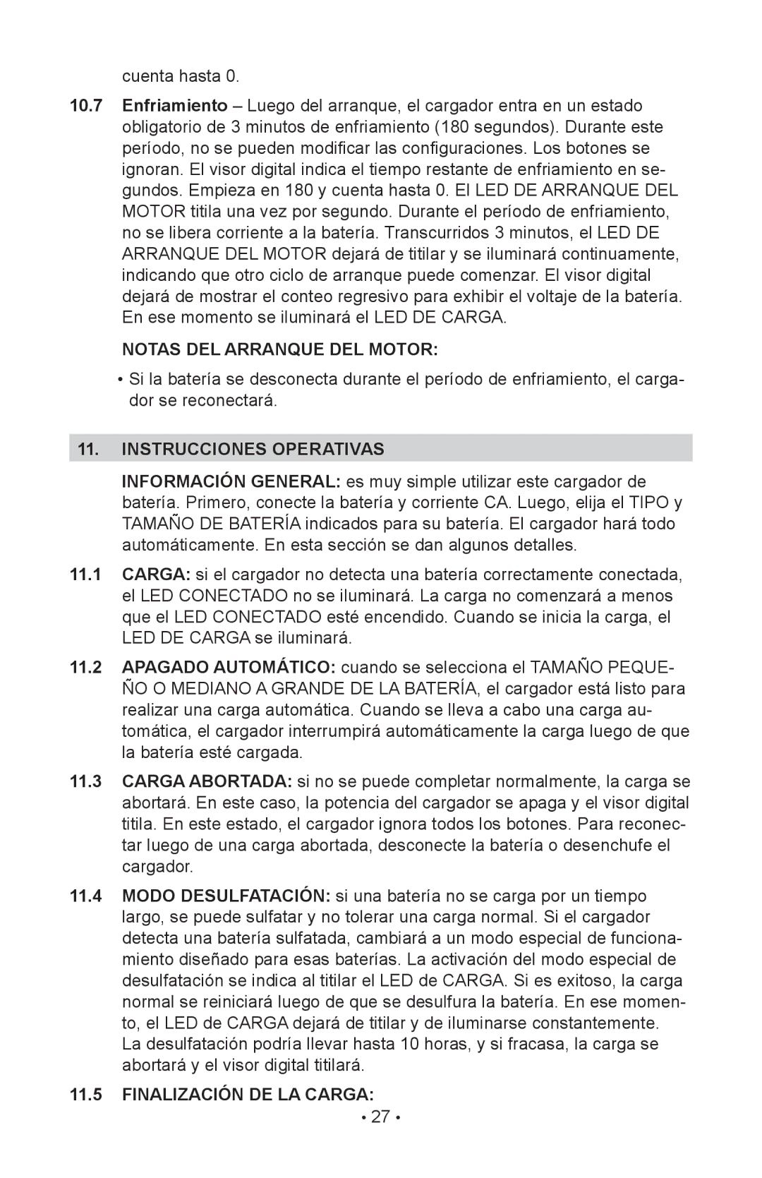 Schumacher SC-8020A owner manual Instrucciones Operativas, Finalización DE LA Carga 