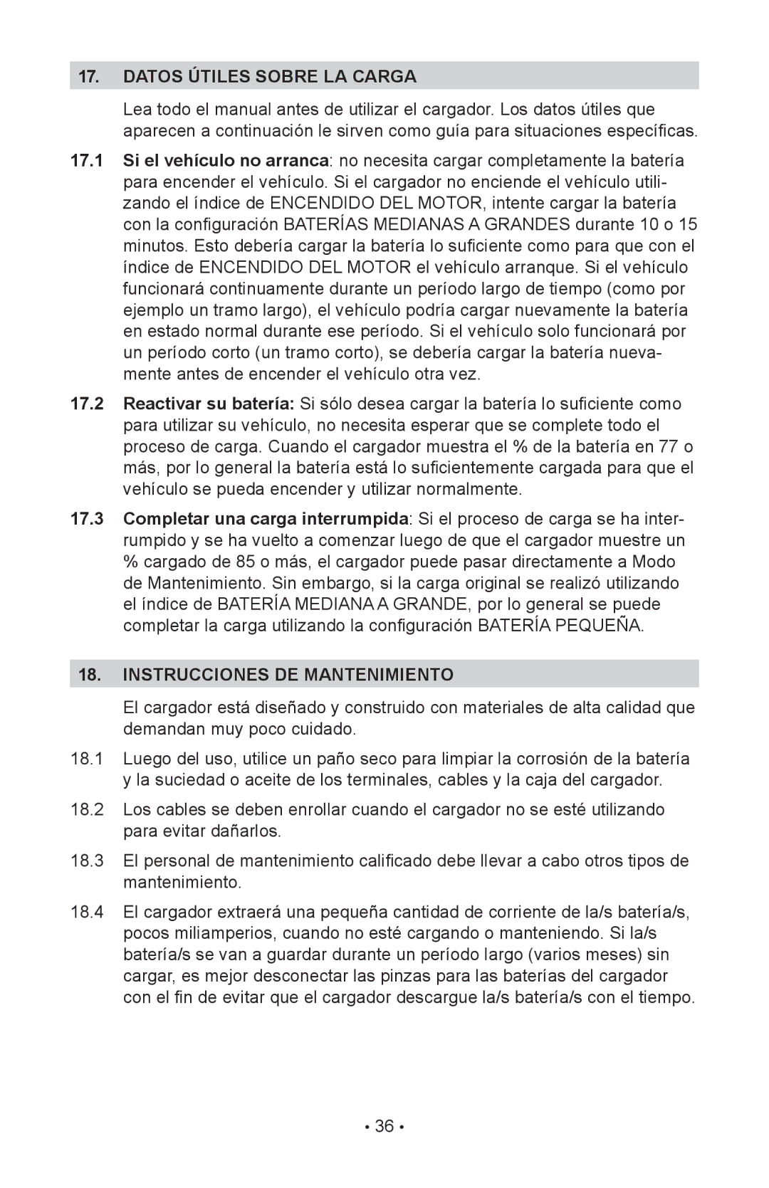 Schumacher SC-8020A owner manual Datos Útiles Sobre LA Carga, Instrucciones DE Mantenimiento 