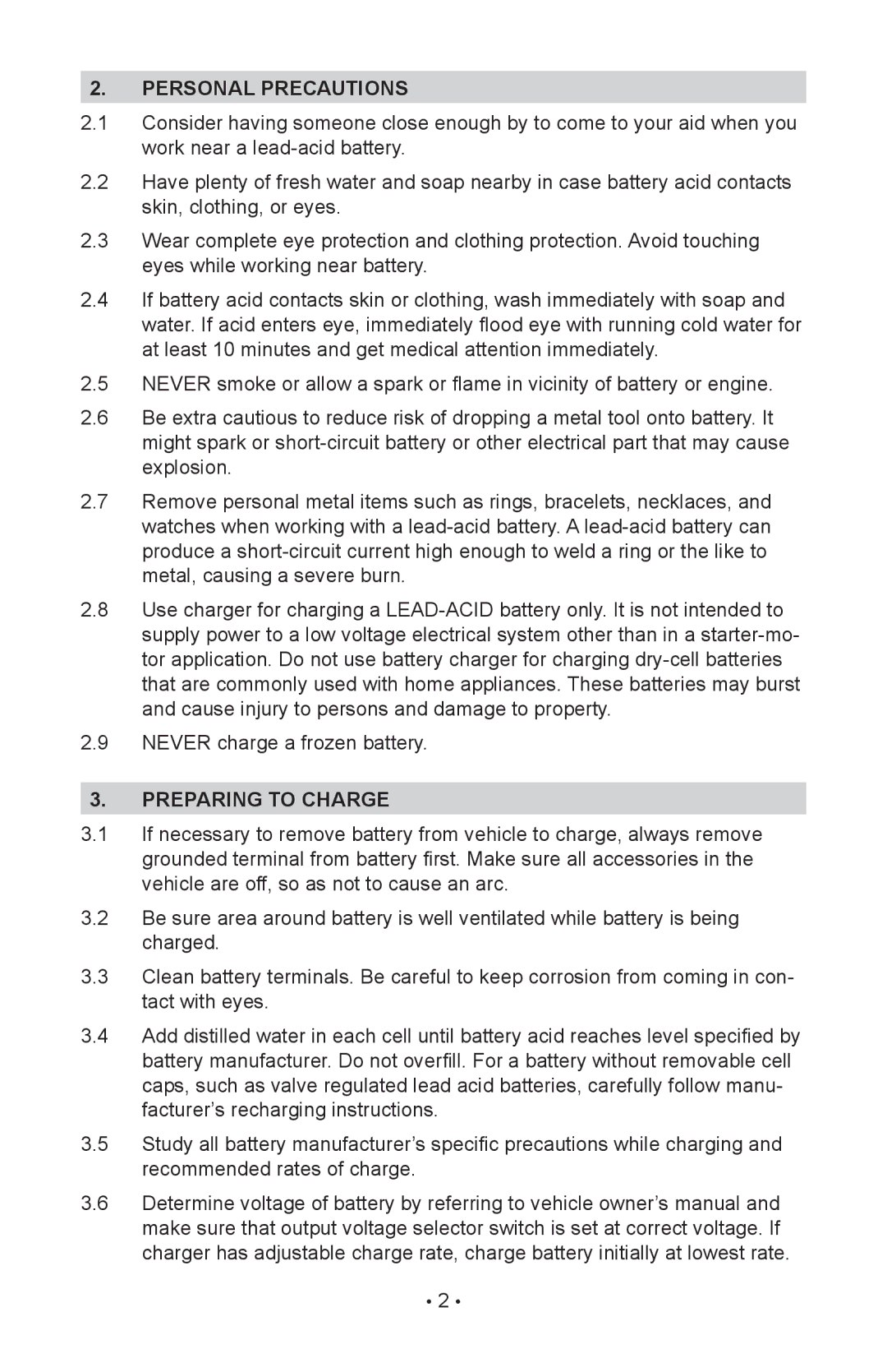 Schumacher SC-8020A owner manual Personal Precautions, Preparing to Charge 