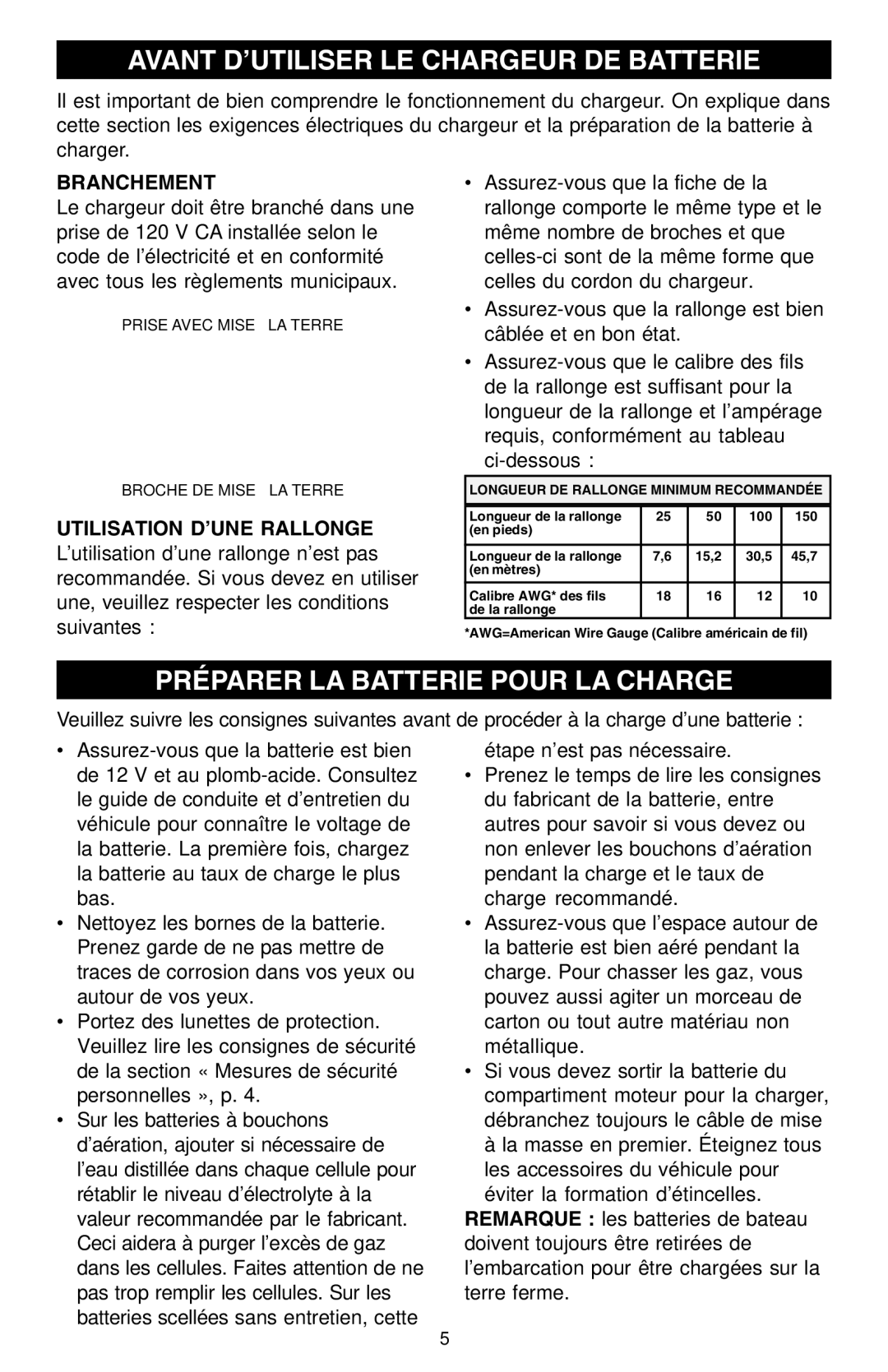 Schumacher SCF-2500A Avant D’UTILISER LE Chargeur DE Batterie, Préparer LA Batterie Pour LA Charge, Branchement 