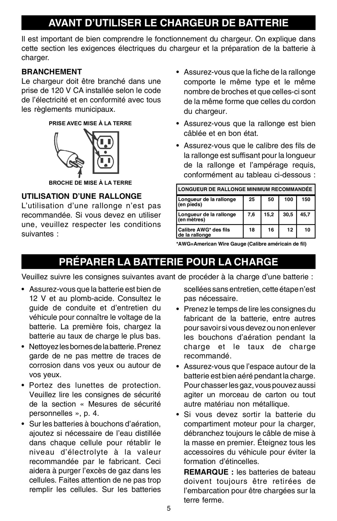 Schumacher SCF-6000A Avant D’UTILISER LE Chargeur DE Batterie, Préparer LA Batterie Pour LA Charge, Branchement 