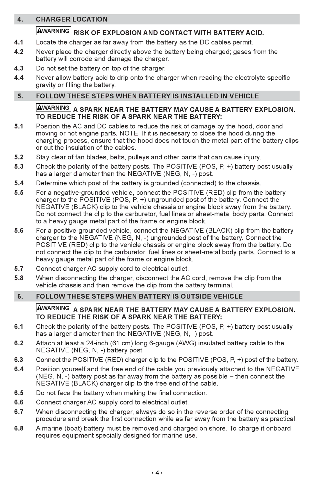 Schumacher SCI90 owner manual Charger Location, Follow These Steps When Battery is Installed in Vehicle 