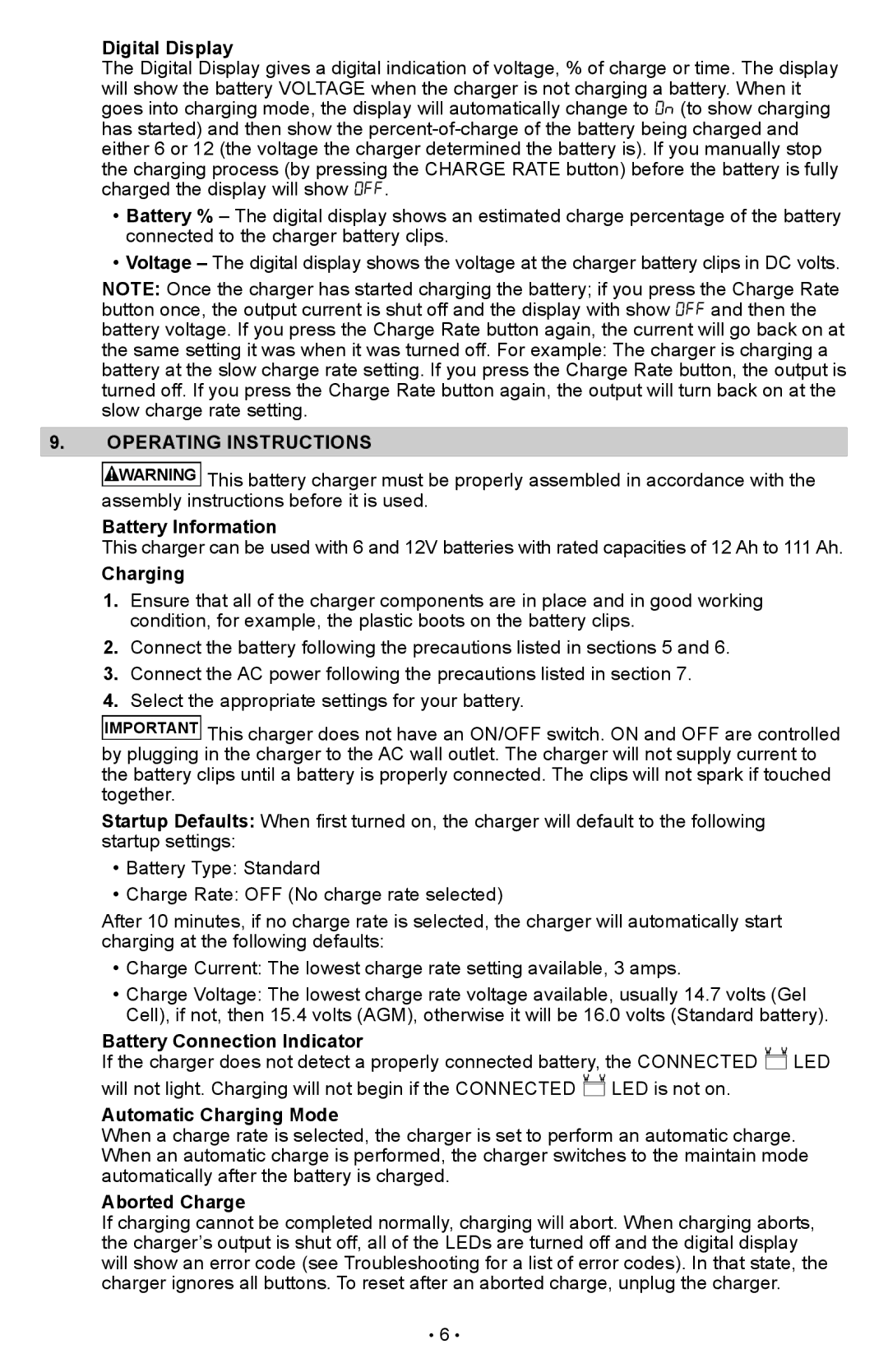 Schumacher SCI90 owner manual Operating Instructions 