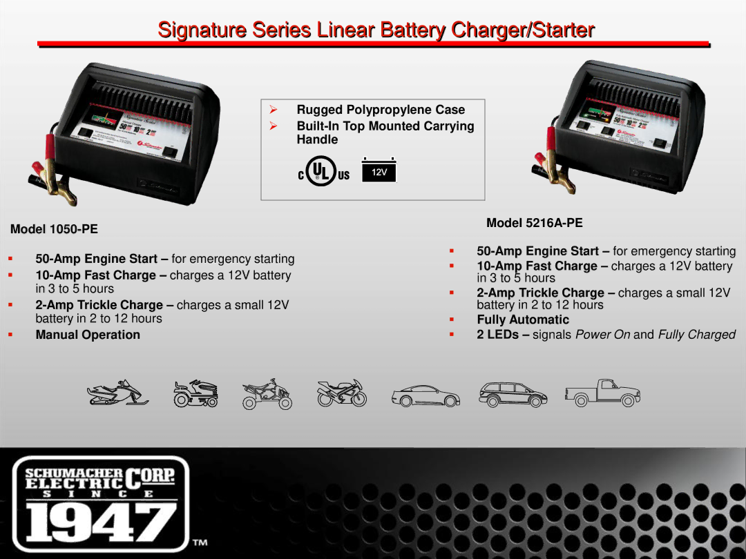 Schumacher SE-1 manual Signature Series Linear Battery Charger/Starter 