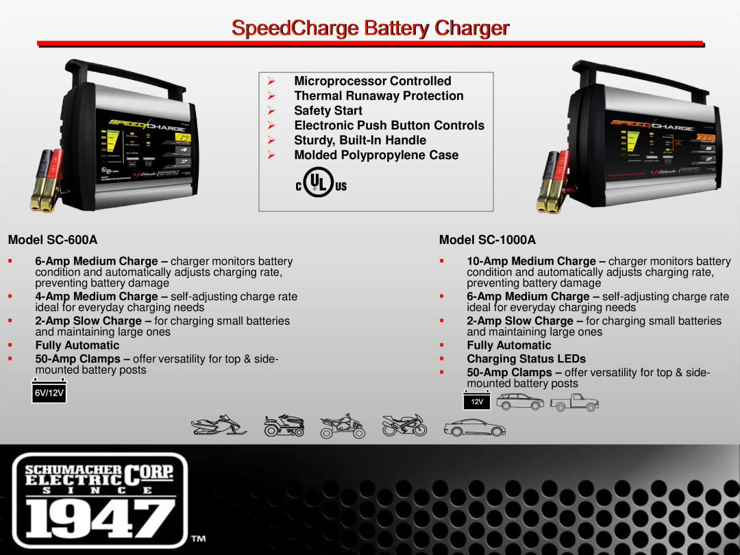 Schumacher SE-1 manual SpeedCharge Battery Charger,  Microprocessor Controlled  Thermal Runaway Protection, Model SC-600A 