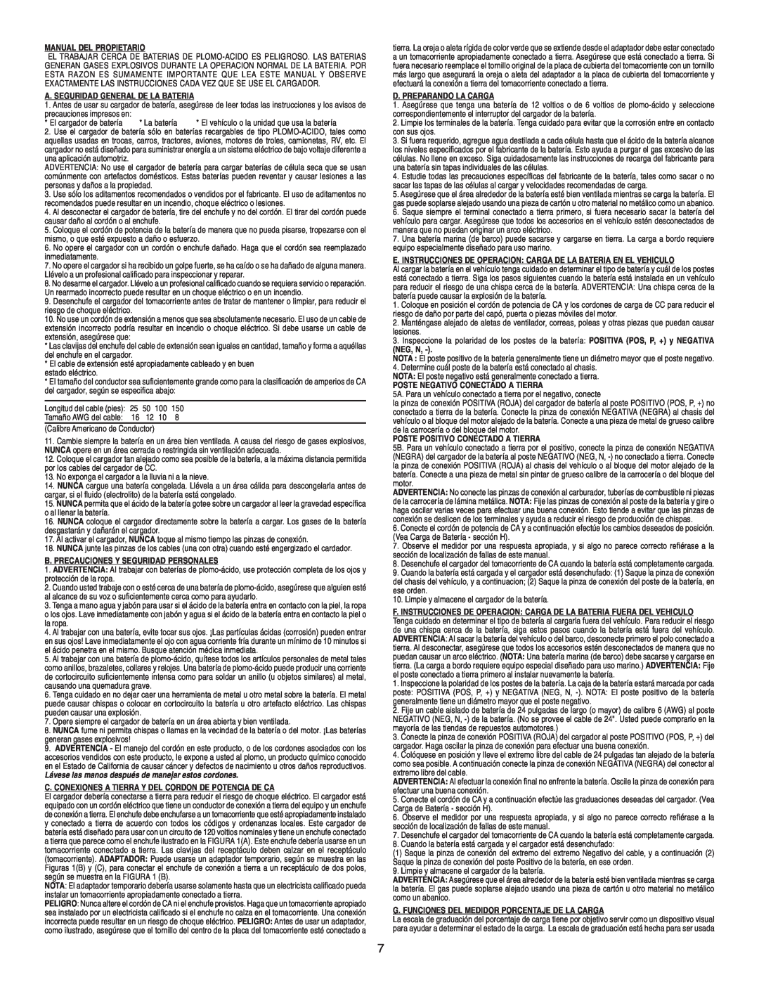 Schumacher SE-1250 Manual Del Propietario, A. Seguridad General De La Bateria, B. Precauciones Y Seguridad Personales 